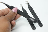 Black Onyx Matte Fiber Tip Tweezers